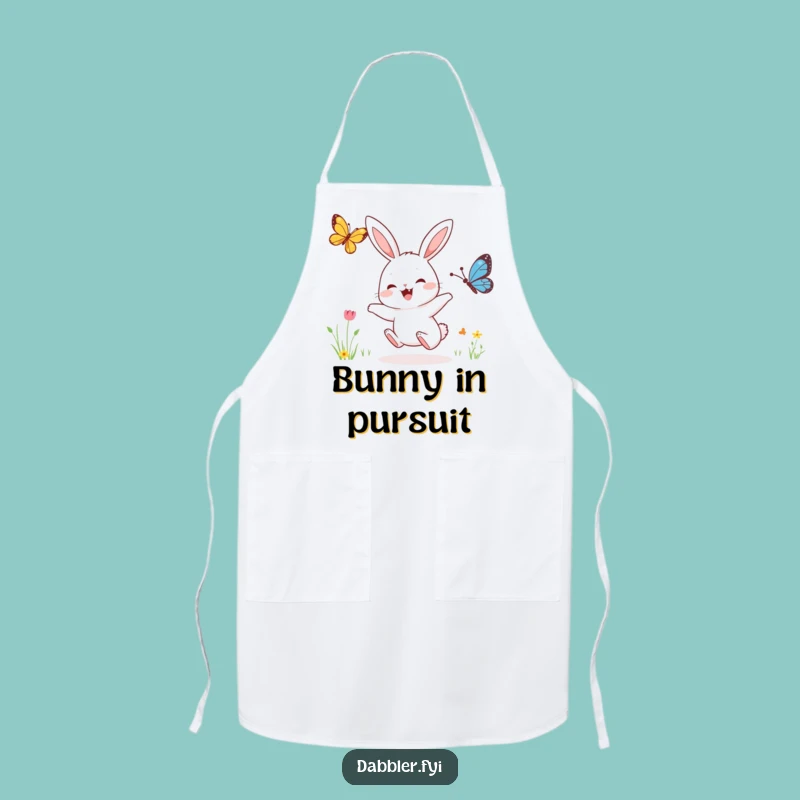 Funny Rabbit & Butterfly Apron: Joyful Chef Character, Practical Humorous Gift