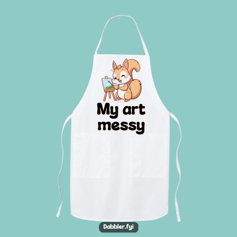 Funny Squirrel Painter Apron: Cheerful Artist Squirrel, Chef Funny Gift