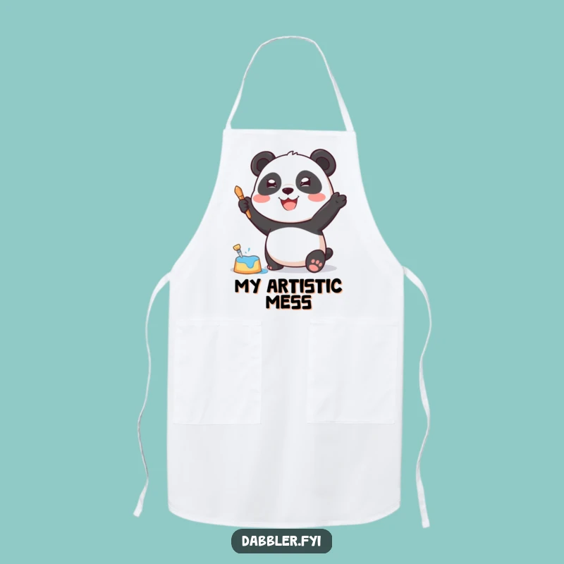 Funny Panda Art Apron: Kitchen Fun with Joyful Panda Painter!