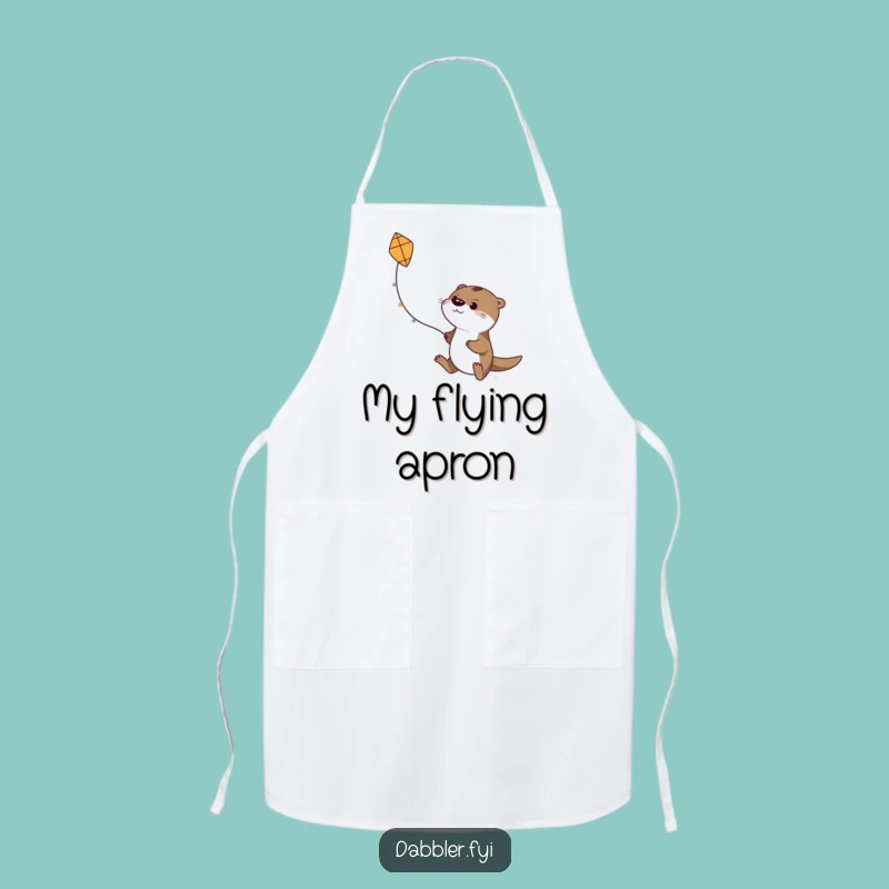 Funny Otter Kite Flyer Apron: Determined Otter Outdoors, Chef Funny Gift