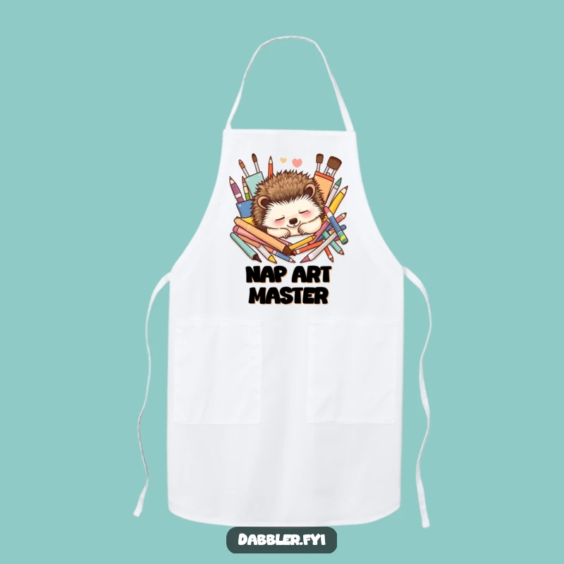 Funny Hedgehog Art Apron: Neat & Peaceful Wear, Ideal Humorous Gift for Artists