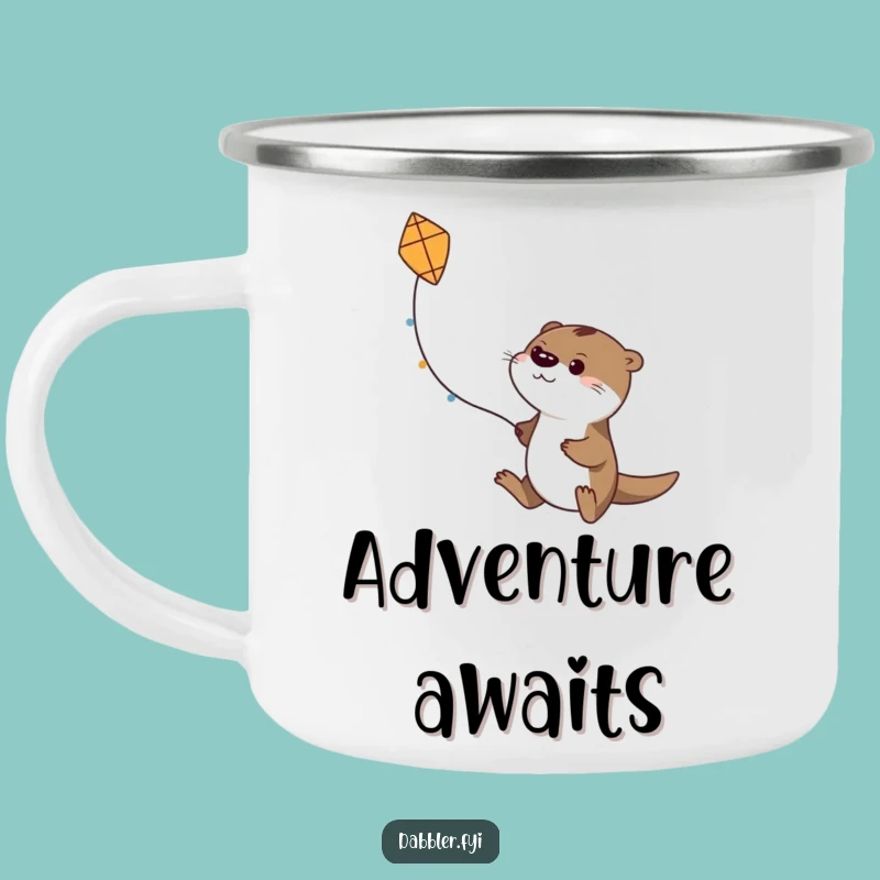 Funny Otter Kite Flyer Camping Mug: Durable Adventure Otter, Outdoor Funny Gift
