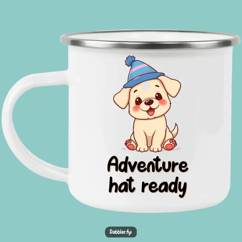 Funny Puppy Hat Camping Mug: Adventure Fuelled by Cuteness, Great Funny Gift