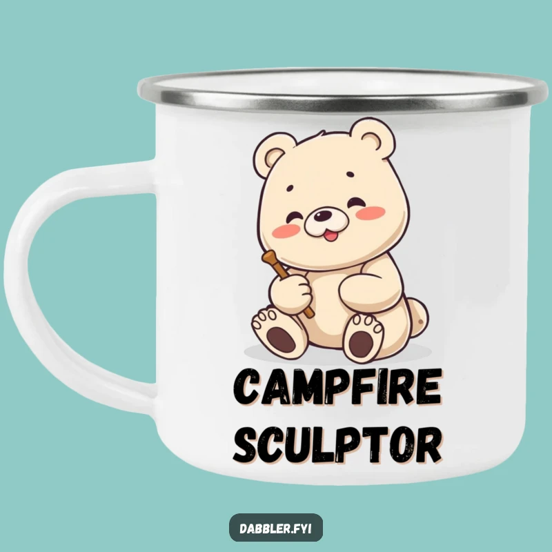 Funny Bear Sculptor Camping Mug: Outdoor Artist Cup, Ideal Funny Gift