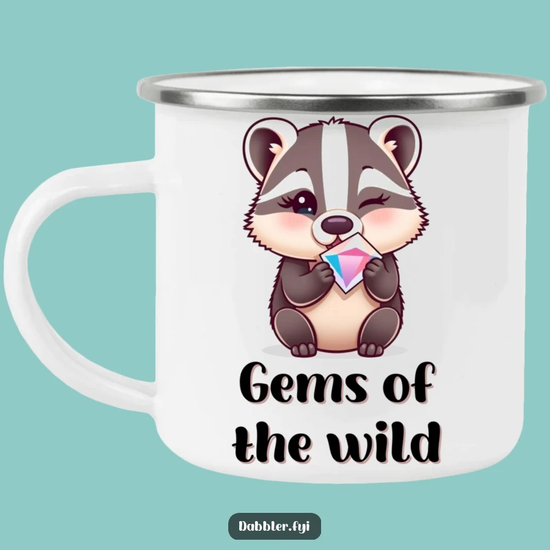 Funny Badger Gem Enamel Mug - Adventure-Ready & Cheeky, Perfect Funny Gift!