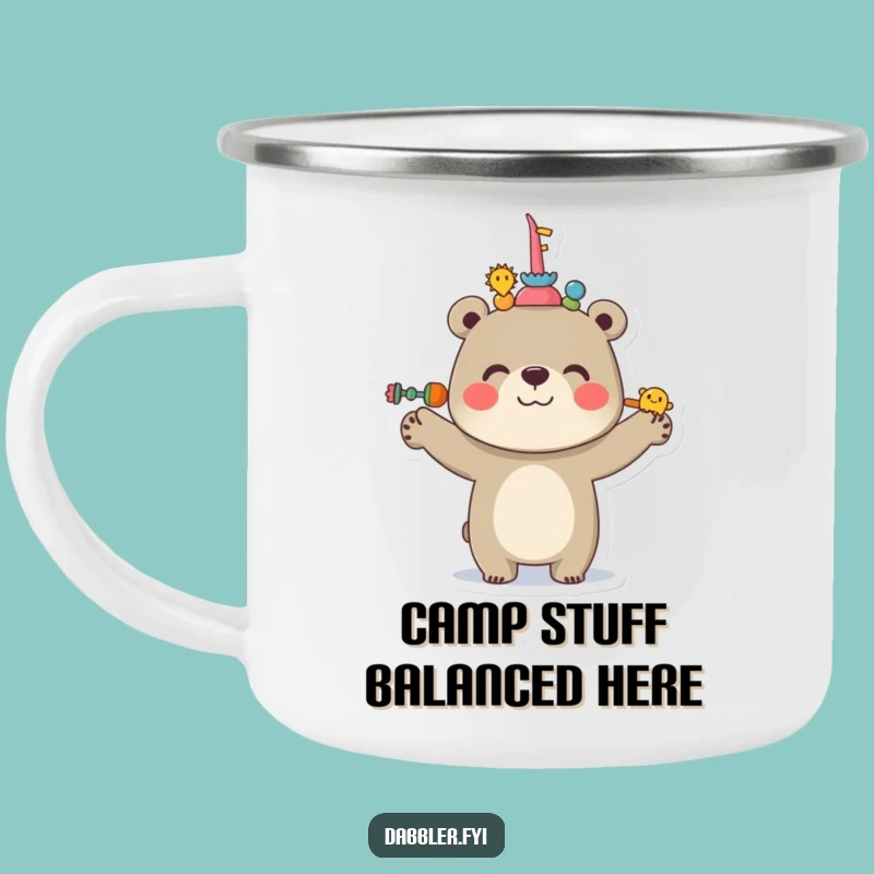 Funny Bear Camping Mug: Adventure Balance, Cheerful Outdoor Gift