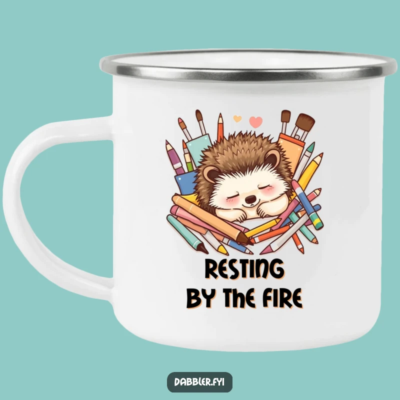 Funny Hedgehog Art Camping Mug: Durable & Humorous Outdoor Art Gift