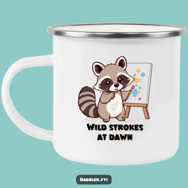 Funny Raccoon Art Camping Mug: Durable & Humorous Outdoor Art Gift