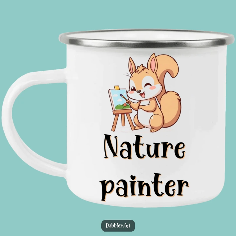 Funny Squirrel Painter Camping Mug: Durable Artist Squirrel, Outdoor Funny Gift