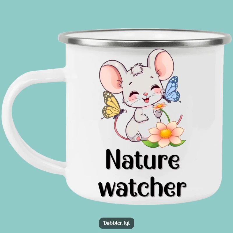 Funny Mouse Butterfly Camping Mug: Outdoor Nature Cup, Ideal Funny Gift