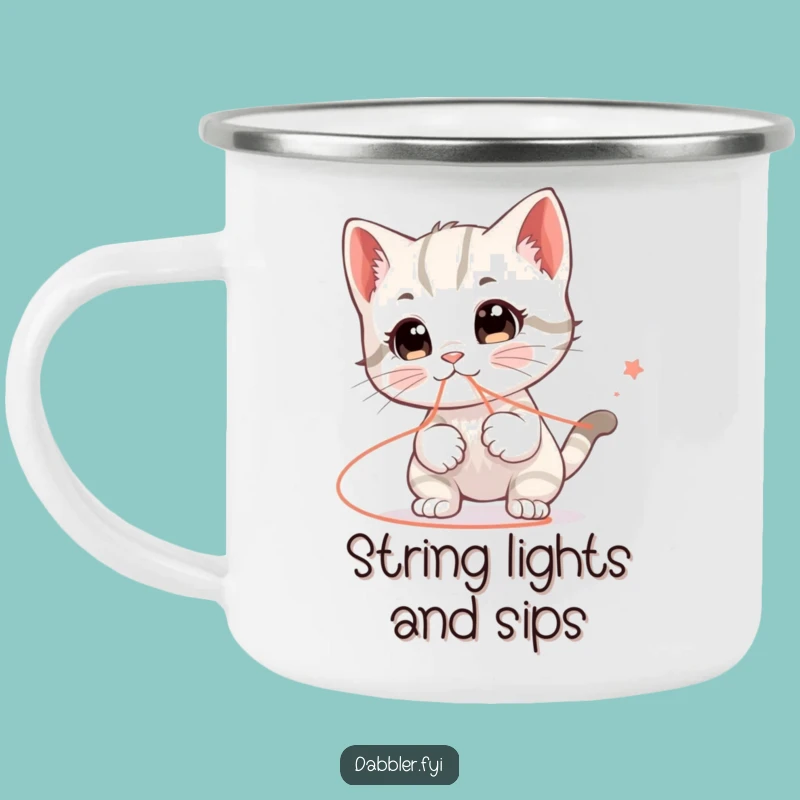 Funny Kitten String Camping Mug: Adventure Fuelled by Feline Fun