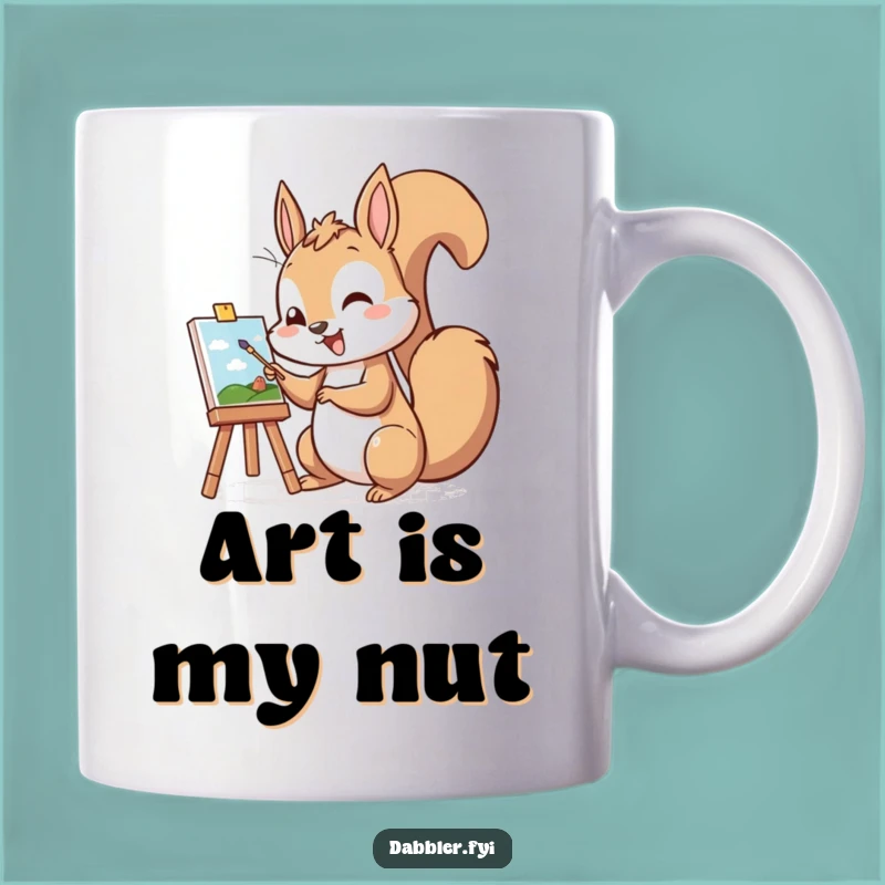 Funny Squirrel Painter Mug: Cheerful Artist Squirrel, Perfect Gift for Art Lovers
