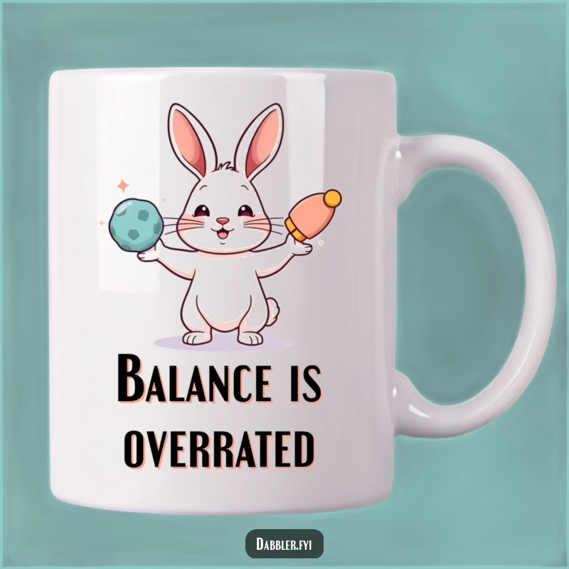 Funny Rabbit Juggling Mug: Talented Bunny with Colorful Objects, Perfect Funny Gift