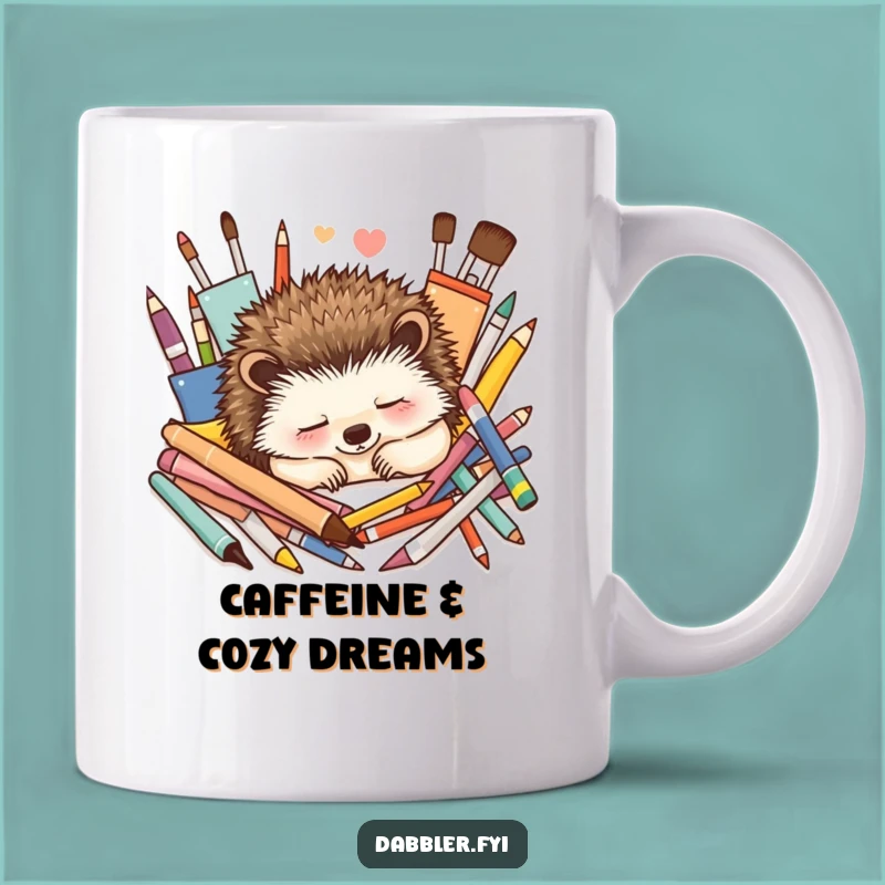 Funny Hedgehog Art Mug: Peaceful Napping Gift for Relaxed Artists and Animal Lovers