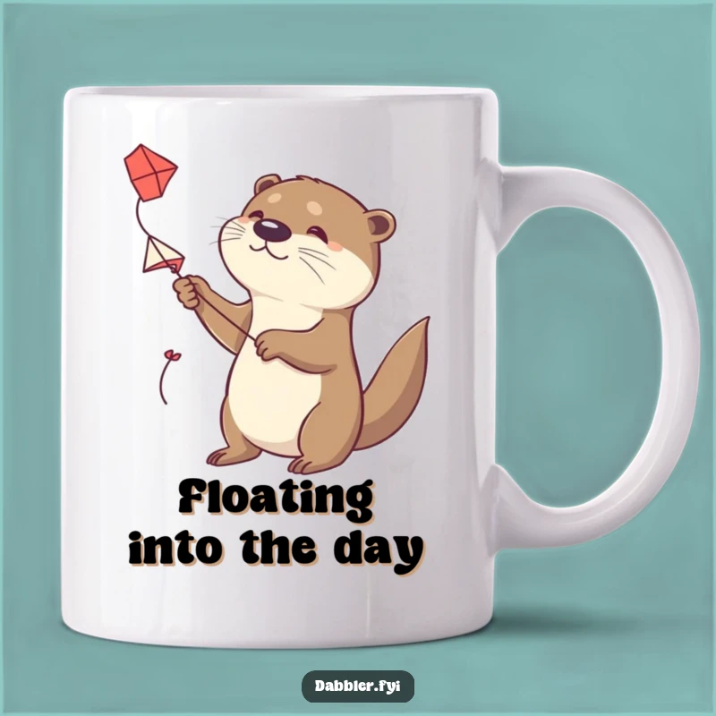 Funny Otter Kite Flyer Mug: Determined Character Flying a Handmade Kite