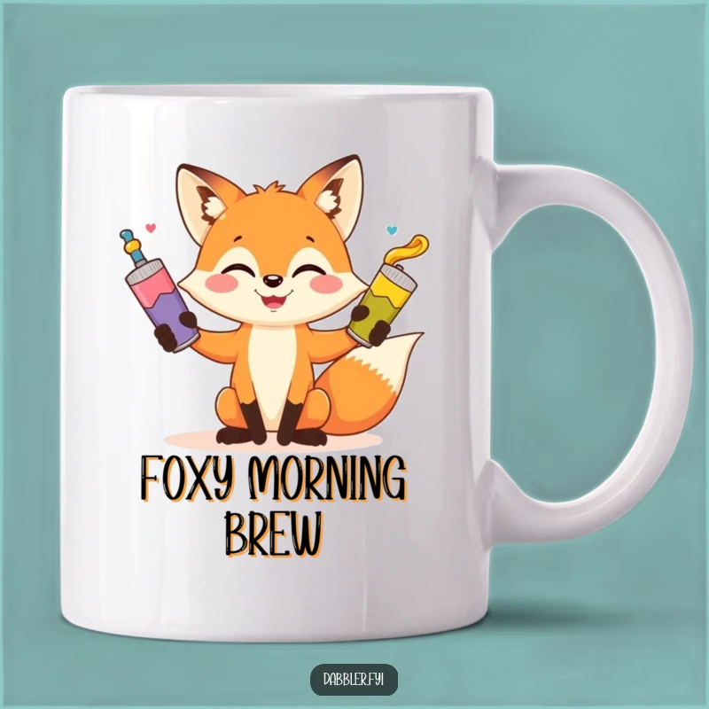 Funny Fox Juggling Paint Mug - Hilarious Artist Gift for Creatives