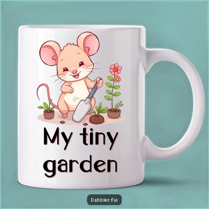 Funny Mouse Garden Mug: Happy Gardener Mouse Arranging Plants, Perfect Gift!