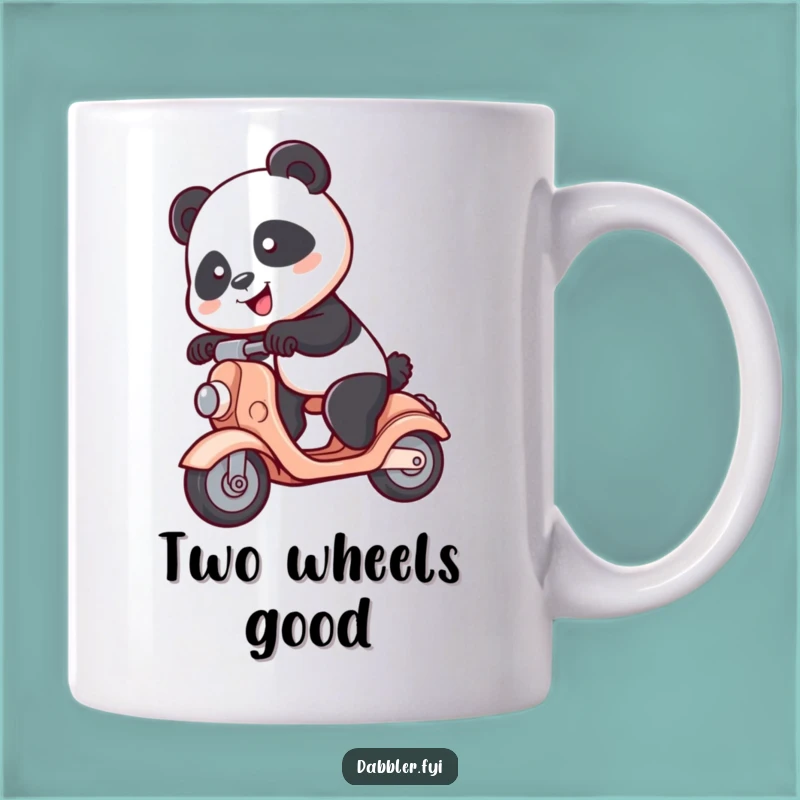 Funny Panda Scooter Mug: A Spunky Ride for Your Morning Coffee, Perfect Funny Gift
