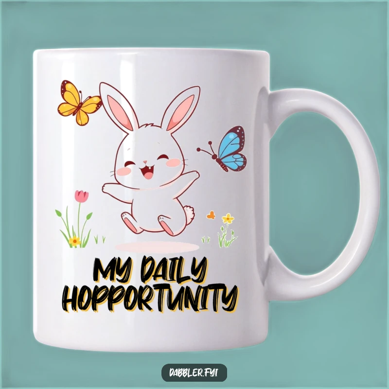 Funny Rabbit & Butterfly Mug: Delightful Joyful Character, Perfect Gift for Nature Lovers