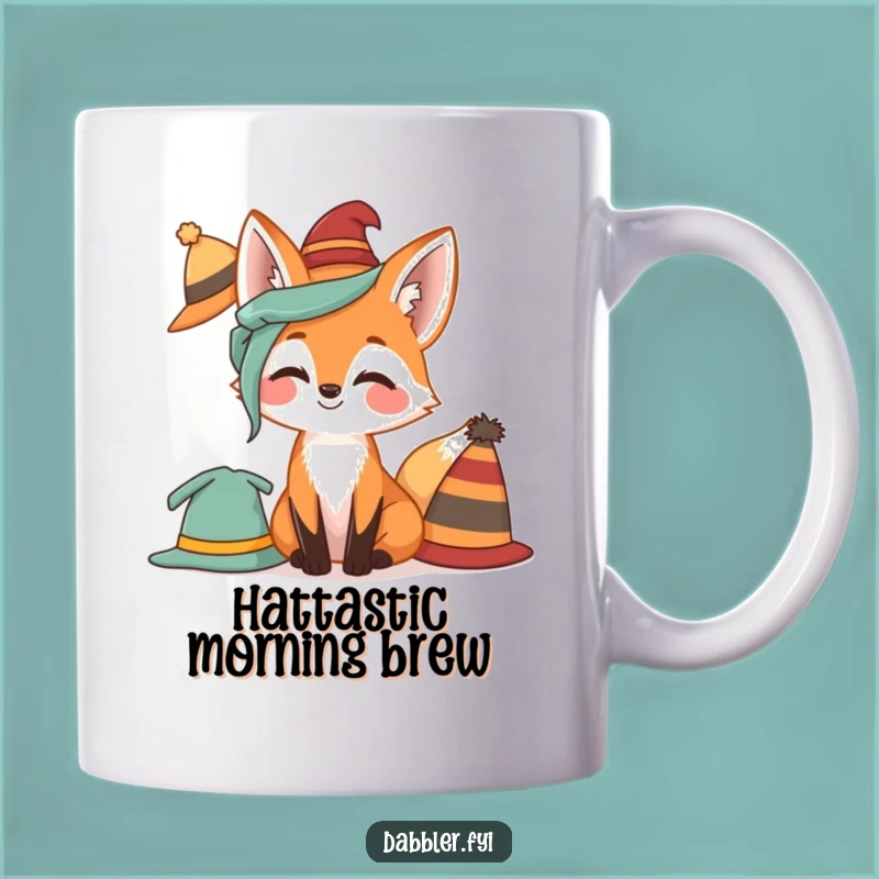 Funny Fox Hat Mug: Giggling Style Icon, Perfect Gift for Fashionistas
