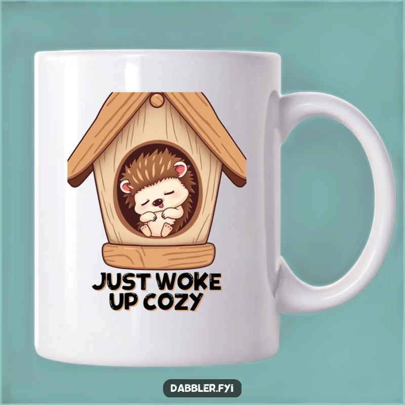 Funny Hedgehog Nap Mug: Sleepy Character's Cozy Birdhouse, Perfect Gift!