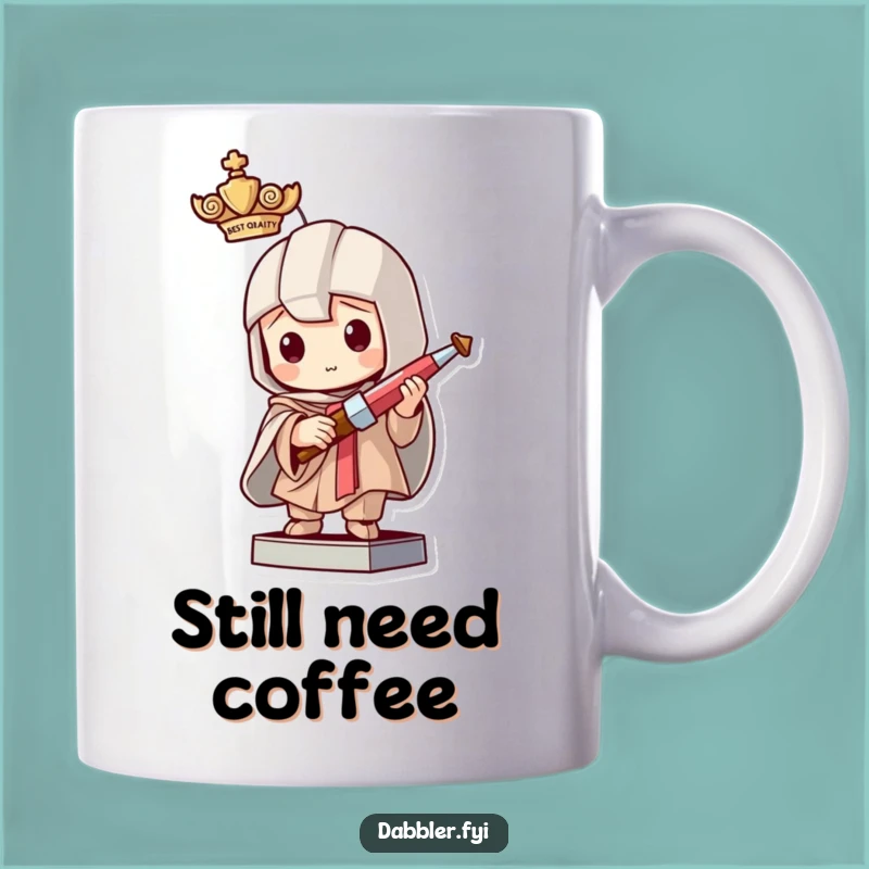 Funny Crafter Statue Mug: Mischievous Character with Tool, Perfect Funny Gift