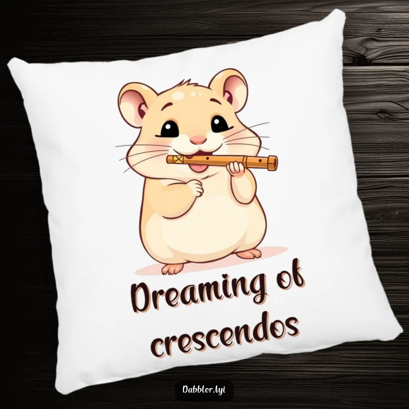 Funny Hamster Pillow: A delighted hamster plays a miniature flute, adding a touch of comfort and humor to any cozy setting.