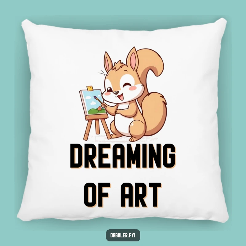 Funny Squirrel Painter Pillow: Cozy Artist Squirrel, Comfy Funny Gift