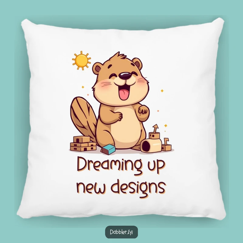 Funny Beaver Builder Pillow: Cozy DIY Humor for Home Decor Gift