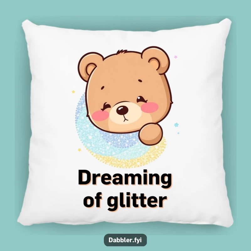 Funny Bear Glitter Pillow: Cozy Cushion with a Curious Character's Sparkle Love!