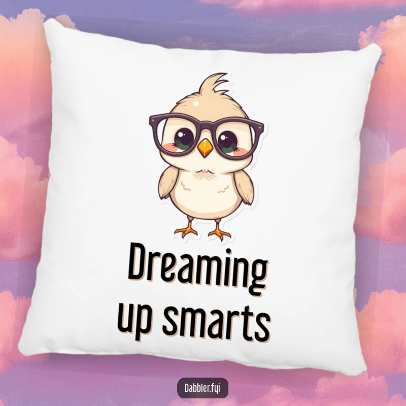 Funny Bird Pillow with a charming bird wearing oversized spectacles, offering comfort and a dash of studious humor.