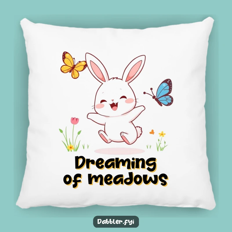 Funny Rabbit & Butterfly Pillow: Joyful Character Decor, Comfy Humorous Gift