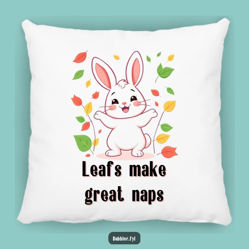Funny Rabbit Pillow: Happy Juggling Leaves, Soft Funny Gift for Cozy Fun
