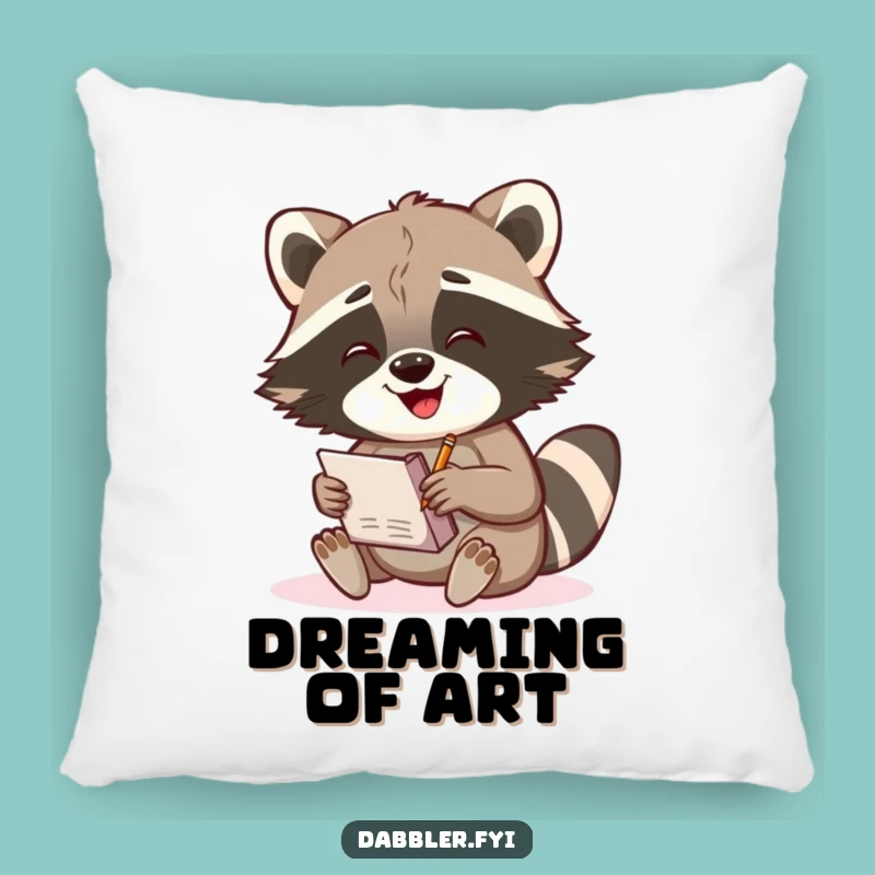 Funny Raccoon Sketch Pillow: Gleeful Comfort, Artistic Dreams, Perfect Funny Gift