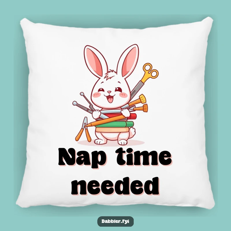 Funny Rabbit Crafter Pillow: Cute Bunny Balancing Tools, Comfy Funny Gift