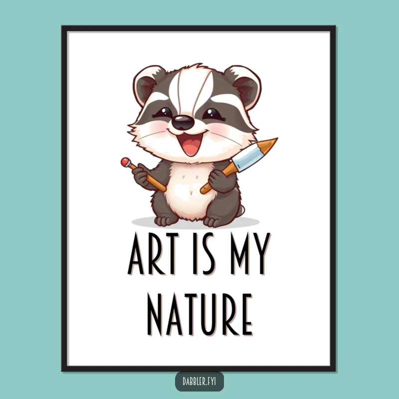 Funny Badger Palette Knife Digital Art: Instant Humorous Decor, Perfect Art Gift Download