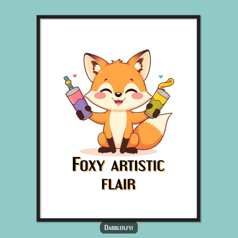 Funny Fox Digital Art Print - Instant Whimsical Wall Decor Gift