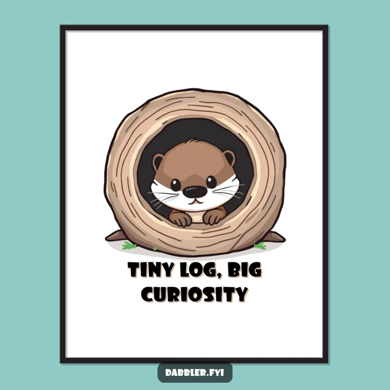 Funny Otter Digital Art: Curious Peel & Stick Print, Instant Gift