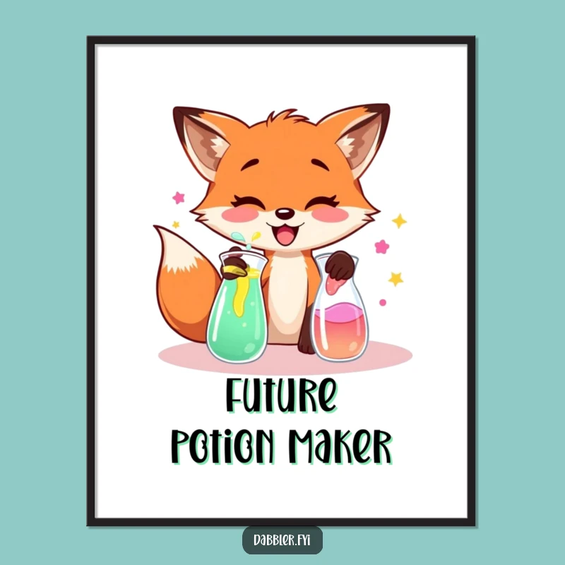 Funny Fox Lab Digital Art: Mad Scientist Print, Instant Download Decor