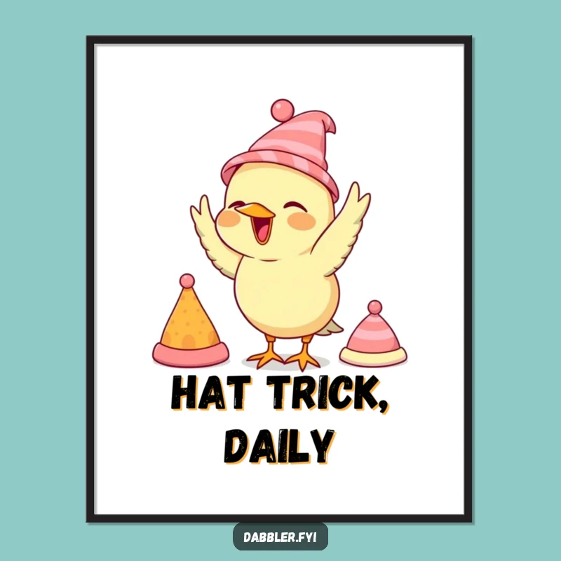 Funny Bird Hat Digital Art: Fashionable Fowl Print, Instant Download Decor