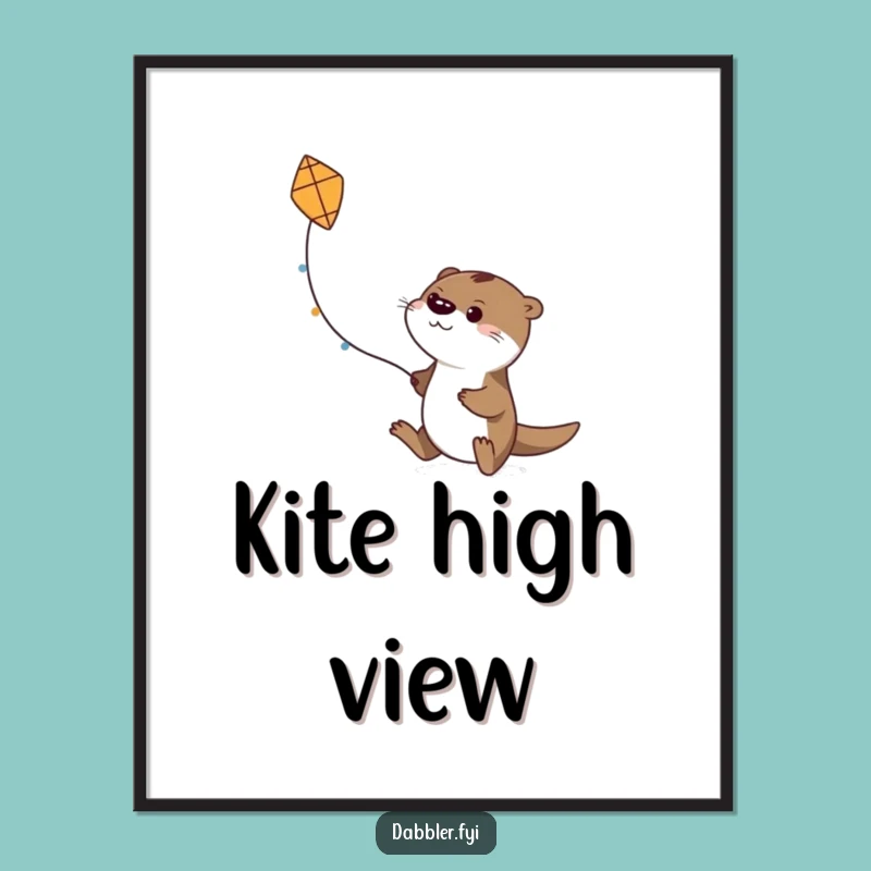 Funny Otter Kite Flyer Digital Art: Determined Otter Print, Gift