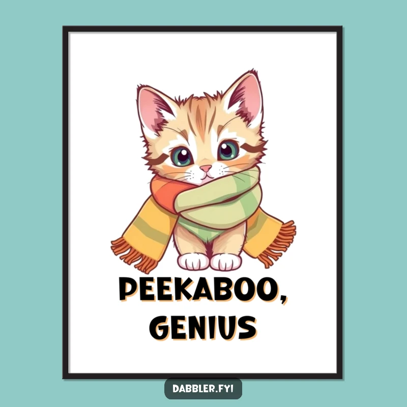 Funny Kitten Scarf Digital Art: Instant Joy, a Whimsical & Cute Funny Gift