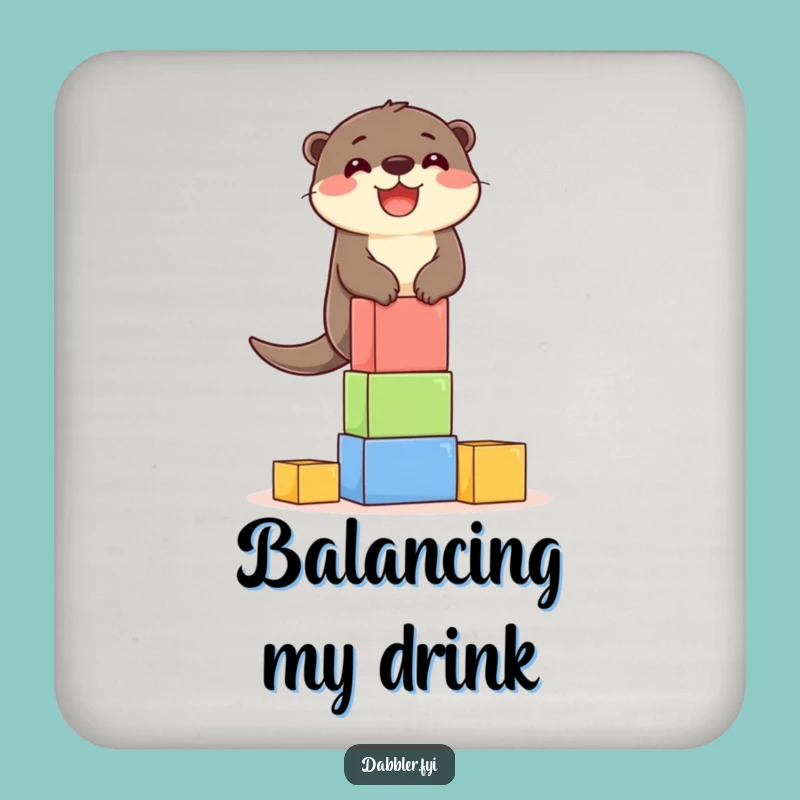 Funny Otter Blocks Coaster: Protect Surfaces with Delighted Otter's Balance!