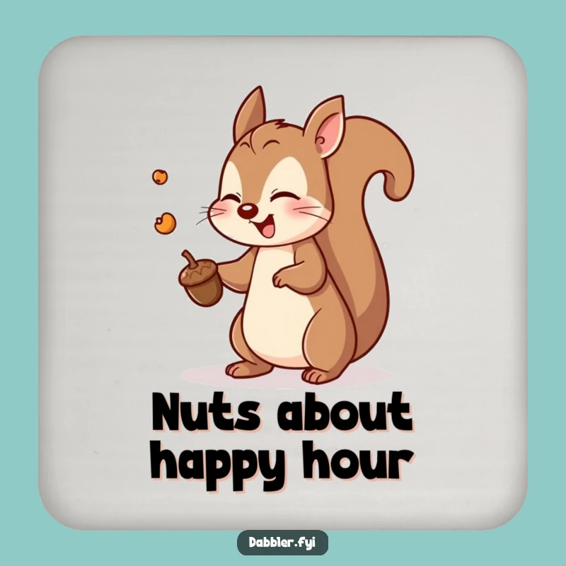 Funny Squirrel Coaster: Playful Acorn Toss, Charming Funny Gift for Table Protection