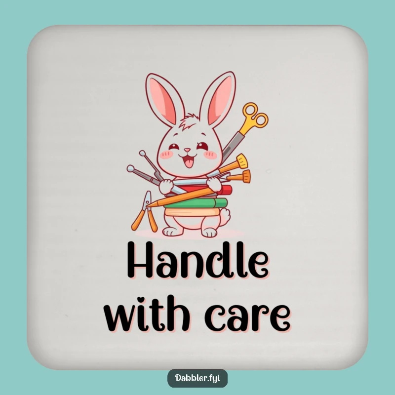 Funny Rabbit Crafter Coaster: Protect Surfaces, Happy Bunny Funny Gift