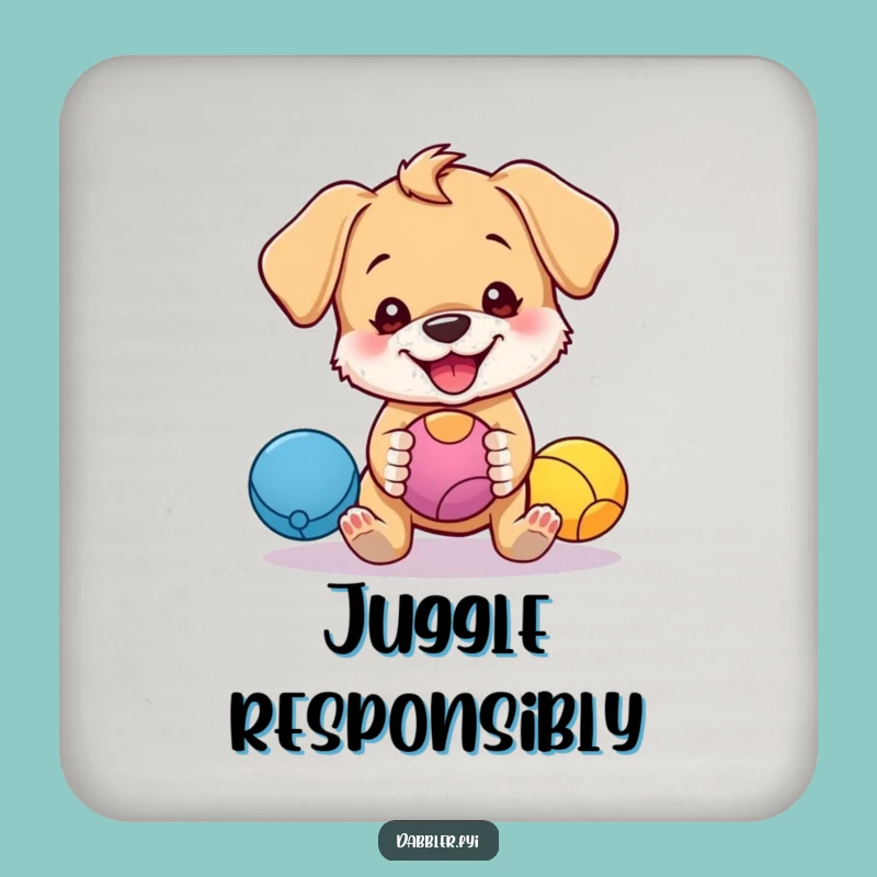 Funny Puppy Juggling Coaster: Protect Surfaces with Playful Humor