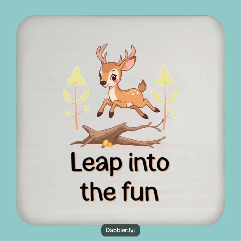 Funny Perky Deer Coaster: Playful Leaping Art, Protect Surfaces with Humor
