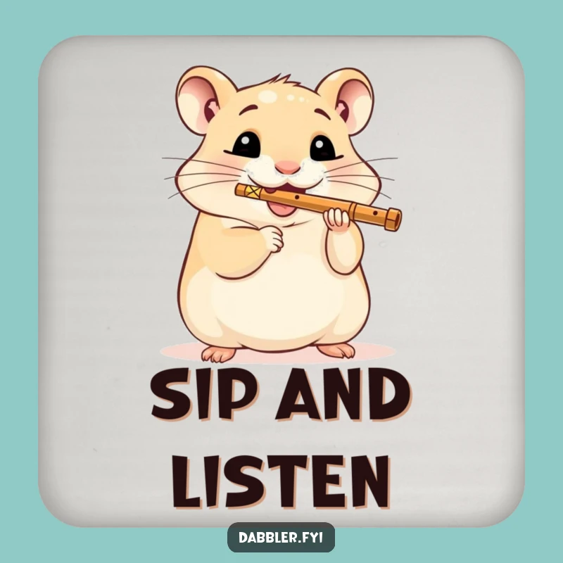 Funny Hamster Flute Player Coaster: Protect Surfaces with Musical Charm!