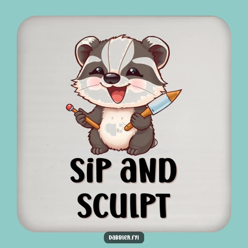 Funny Badger Art Coaster: Protect Surfaces with Humorous Artistic Flair