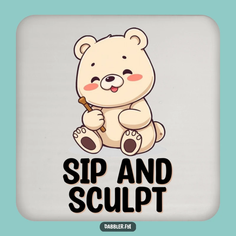 Funny Bear Sculptor Coaster: Protect Surfaces with Artistic Humor, Gift